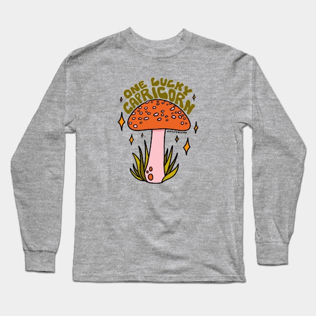 One Lucky Capricorn Long Sleeve T-Shirt by Doodle by Meg